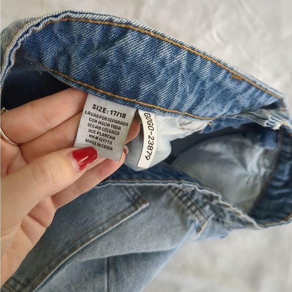 NWT Flying Angel Blue Denim Asymmetrical Zip Shorts Size 17 / 18 - Picture 4 of 9